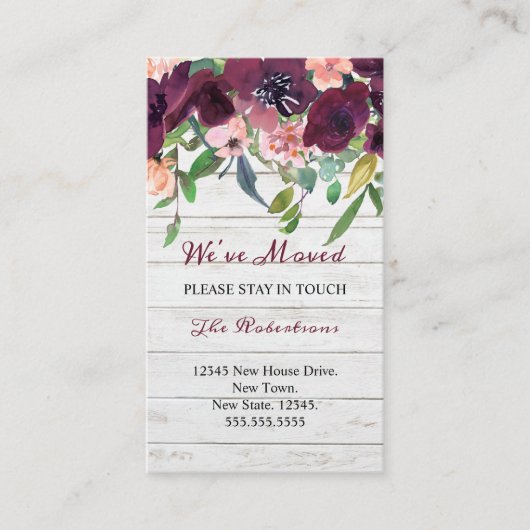 フローラ引っ越しました |新しいアドレスのお知らせ エンクロージャーカード (正面)