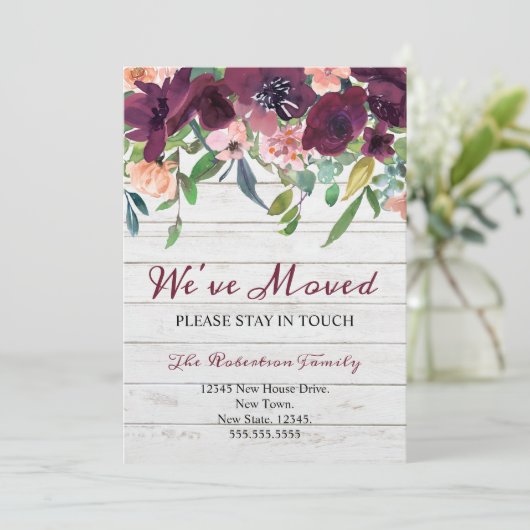 フローラ引っ越しました |新しいアドレスのお知らせ カード (スタンド正面)