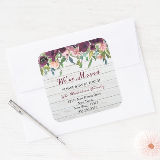 フローラ引っ越しました |新しいアドレスのお知らせ スクエアシール (封筒)