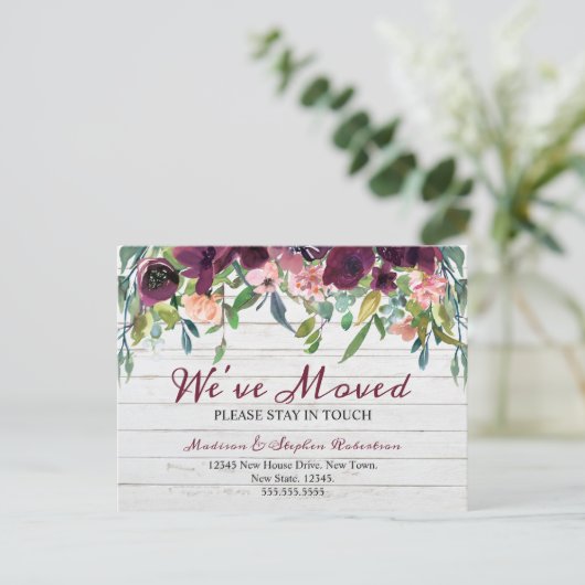 フローラ引っ越しました |新しいアドレスのお知らせ ポストカード (スタンド正面)