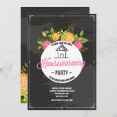 フローラ引っ越し祝いパーティーパーティの招待状 招待状 (正面/裏面)