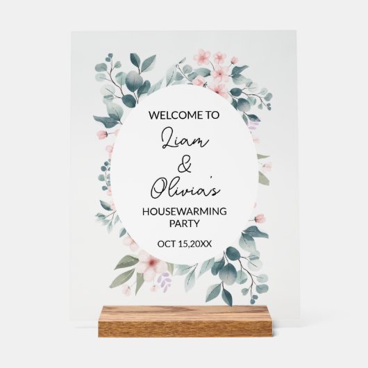 フローラ引っ越し祝いパーティーパーティーエントランスウェルカム アクリルサイン (正面)