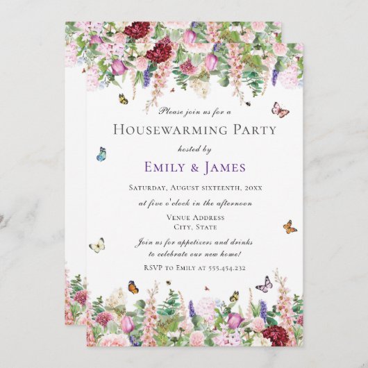 フローラ引っ越し祝いパーティーパーティー 招待状 (正面/裏面)