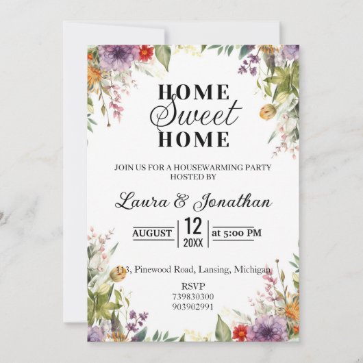 フローラ引っ越し祝いパーティーパーティー 招待状 (正面)