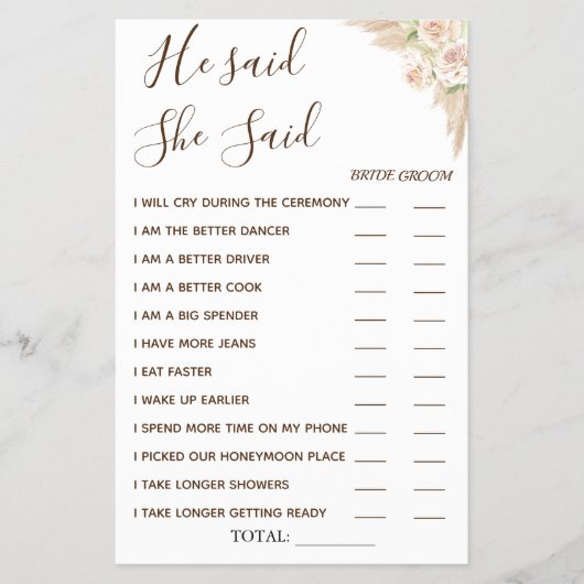 フローラ彼は彼女はシャワーのゲームカードを言った チラシ (正面)