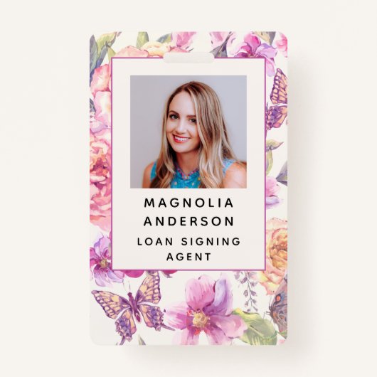 フローラ従業員フォトロゴバーコード名バッジ バッジ (正面)