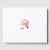 フローラ微妙な柔らかい赤面ピンクの牡丹の赤ちゃんシャワー ゲストブック (裏面)