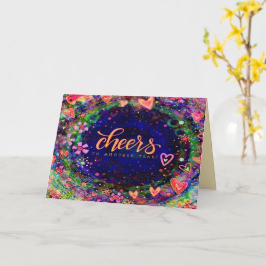 フローラ応援から別の年のかわいらしおもしろい カード (黄色い花)