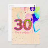 フローラ応援30th誕生日バルーンパーティーピンク ポストカード (正面/裏面)