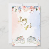 フローラ性別が象の赤ちゃんシャワーを明らかにする 招待状 (裏面)