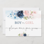 フローラ性別リビールボーイまたは女の子の衣服あなたの推測 招待状 (正面)