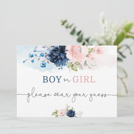 フローラ性別リビールボーイまたは女の子の衣服あなたの推測 招待状 (スタンド正面)