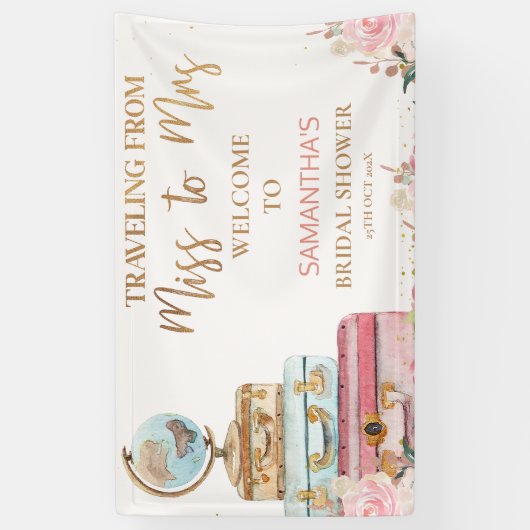 フローラ恋しく思旅行のブライダルシャワーバナー 横断幕 (縦)