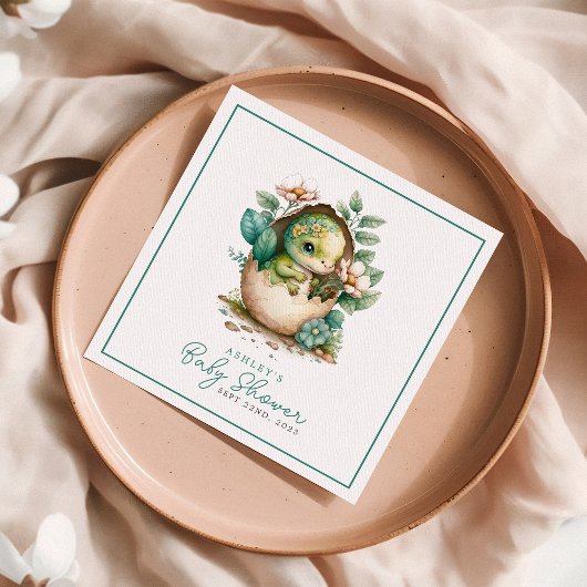 フローラ恐竜の卵の水の色の赤ちゃんシャワー スタンダードカクテルナプキン