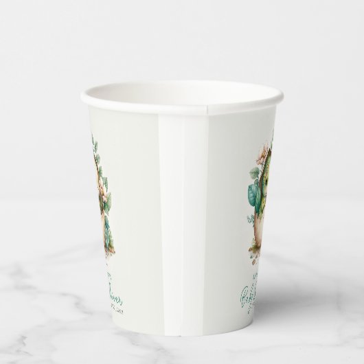 フローラ恐竜の卵の水の色ベビーシャワー紙C 紙コップ (右)