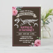 フローラ恐竜の女の子の誕生日パーティー 招待状 (スタンド正面)