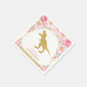 フローラ恐竜の誕生日パーティー金ゴールドグリッターTレックス スタンダードカクテルナプキン (角)
