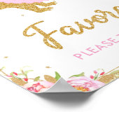 フローラ恐竜の誕生日パーティーTレックス好意サイン ポスター (角)