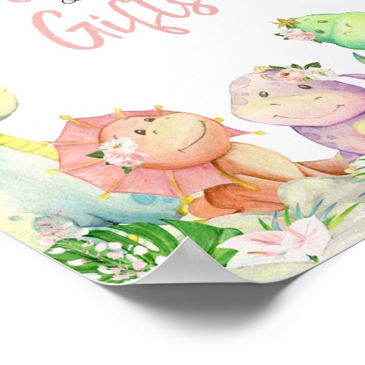 フローラ恐竜の赤ちゃんシャワー本とギフト ポスター (角)