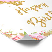 フローラ恐竜ハッピーバースデーパーティーTレックス標識 ポスター (角)