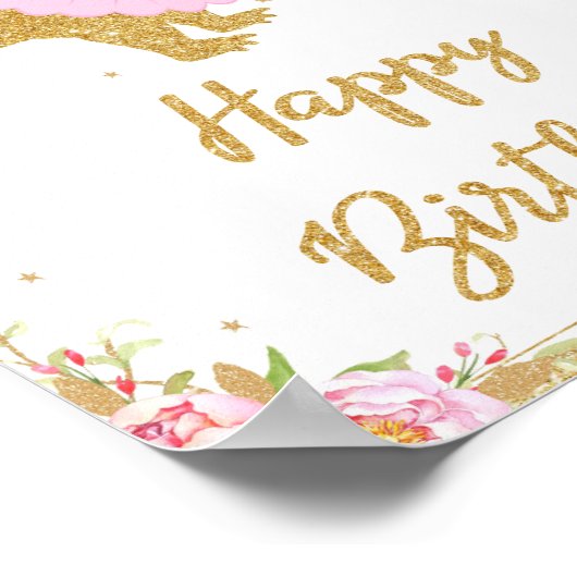 フローラ恐竜ハッピーバースデーパーティーTレックス標識 ポスター (角)