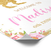 フローラ恐竜歓迎誕生日標識バナーTレックス ポスター (角)