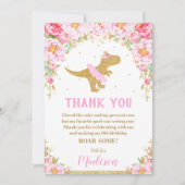 フローラ恐竜誕生日サンキューカードガールTレックス 招待状 (正面)