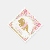 フローラ恐竜誕生日ピンクツチュトリケラトプス スタンダードカクテルナプキン (角)