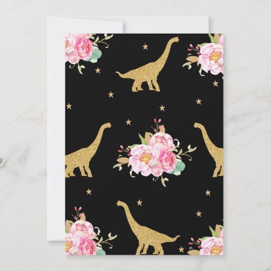 フローラ恐竜誕生日招待状ガールブロン 招待状 (裏面)