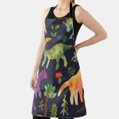 フローラ恐竜：水彩織物デザイン エプロン (インサイチュ)