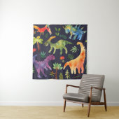 フローラ恐竜：水彩織物デザイン タペストリー (インサイチュ)