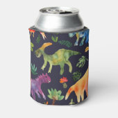 フローラ恐竜：水彩織物デザイン 缶クーラー (缶裏面)
