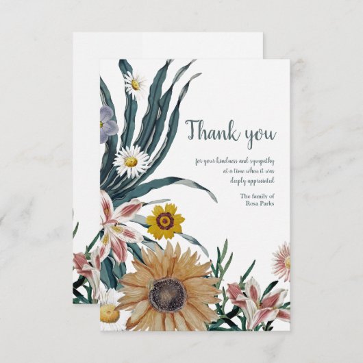 フローラ悔やみや弔慰サンキューカード サンキューカード (正面/裏面)