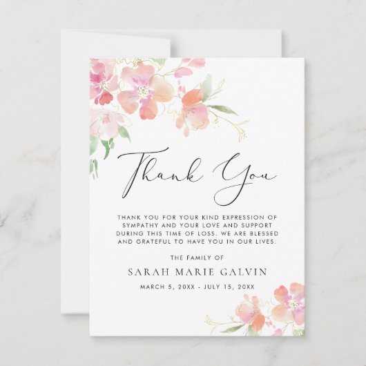 フローラ悔やみや弔慰葬儀サンキューカード (正面)