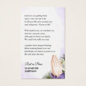 フローラ愛の思い出の葬儀メモリアルフォトカード (裏面)