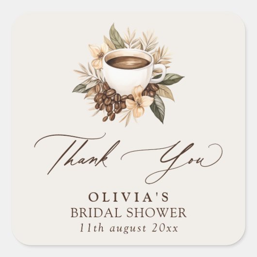 フローラ愛は醸造ブライダルシャワーありがとう スクエアシール (正面)