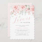フローラ愛は開花ピンク赤面ブライダルシャワー 招待状 (正面/裏面)