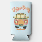 フローラ感じのGroovy Hippy Van Artポップ・アートの 60s 70s スリム缶クーラー (裏面)