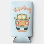 フローラ感じのGroovy Hippy Van Artポップ・アートの 60s 70s スリム缶クーラー (正面)