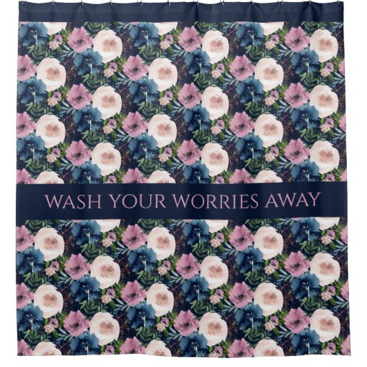 フローラ感動的引用文シャワーカーテン シャワーカーテン (正面)