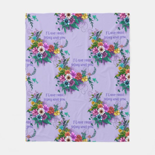 フローラ感動的引用文 フリースブランケット (正面)