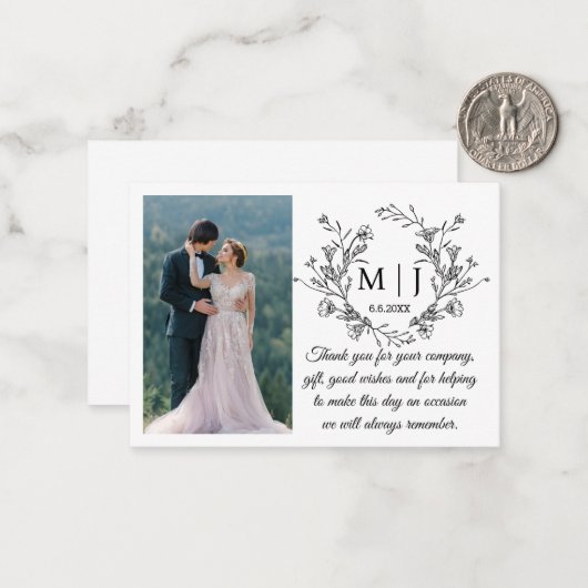 フローラ感謝していモノグ結婚ラム ノートカード (正面/裏面インサイチュ)