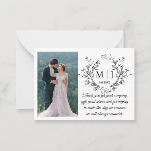 フローラ感謝していモノグ結婚ラム ノートカード (正面)