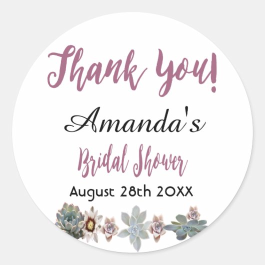 フローラ感謝していユーブライダルシャワーピンクブルゴーニュ ラウンドシール (正面)