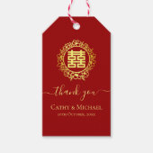 フローラ感謝していリース赤中国の結婚の ギフトタグ (正面)