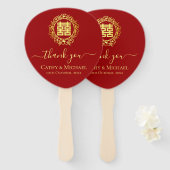 フローラ感謝していリース赤中国の結婚の ハンドファン (正面&裏面)