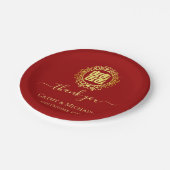 フローラ感謝していリース赤中国の結婚の ペーパープレート (アングル)