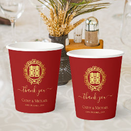 フローラ感謝していリース赤中国の結婚の 紙コップ