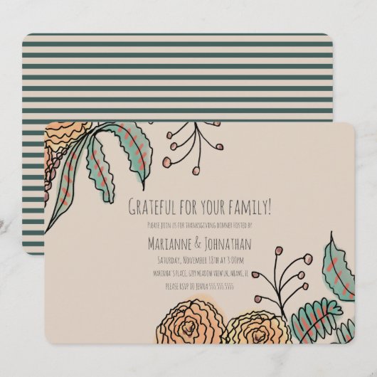 フローラ感謝祭ディナー感謝リース 招待状 (正面/裏面)