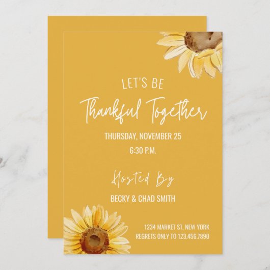 フローラ感謝祭ディナー招待状ひまわり 招待状 (正面/裏面)